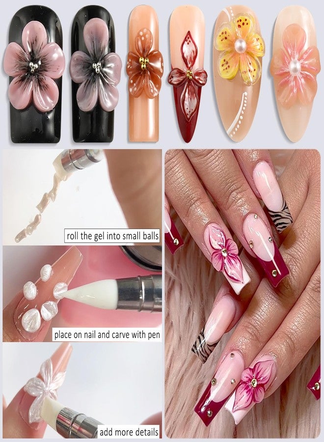 Fcozpjk Solid Builder Gel for Nails, 4 Colors Solid Builder Gel Non-Sticky Clear Nude Pink Pearl White Hard Gel for Nails 3D Sculpture Gel Flower Carving Modeling Design Nail Extension Gel Kit - Image 5